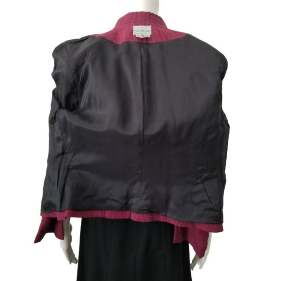 For Pete’s Sake Houndstooth Blazer Black Fuchsia Cotton Linen Womens Size Medium - Picture 5 of 6